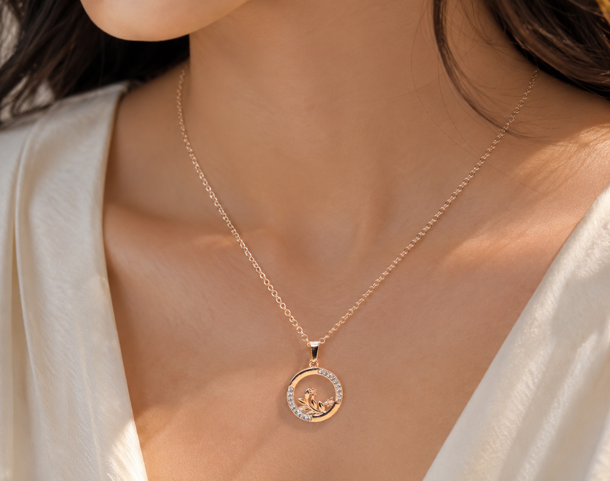 Rose Gold Swan Pendant Necklace
