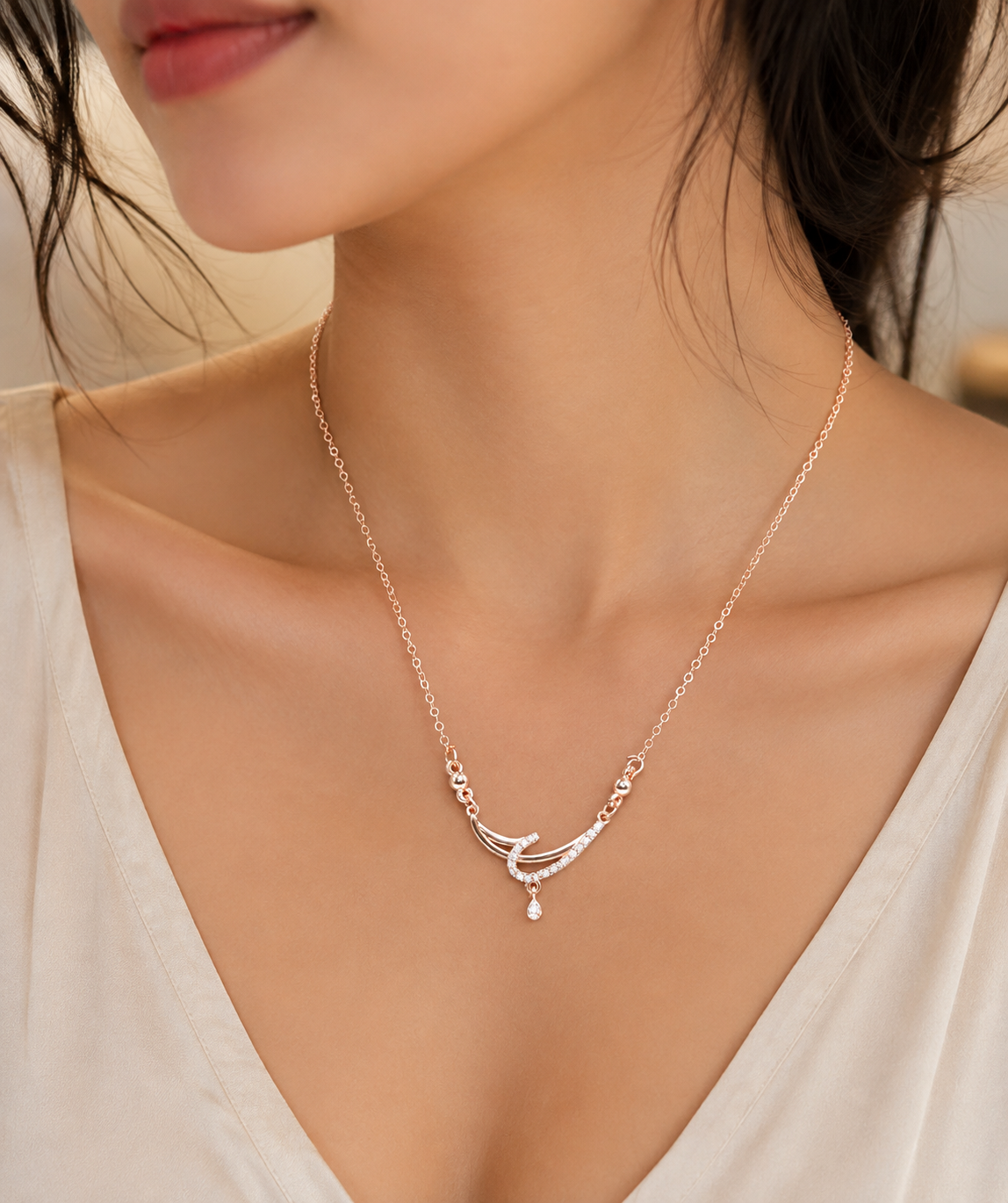 Rose Gold Crescent Moon Necklace