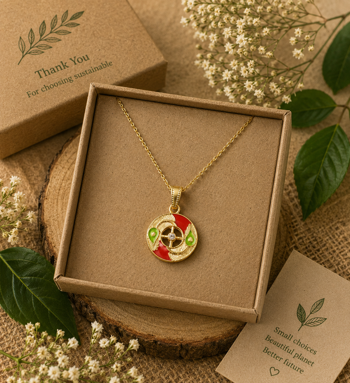 Circular Motif Pendant Necklace