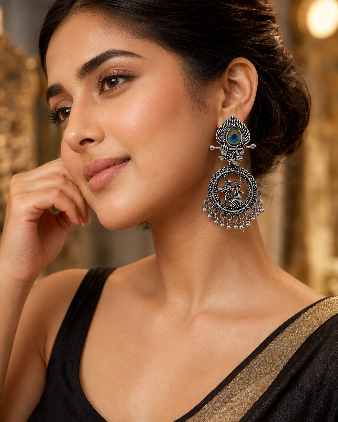 Silver Peacock Earrings – Intricate Antique Silver Design