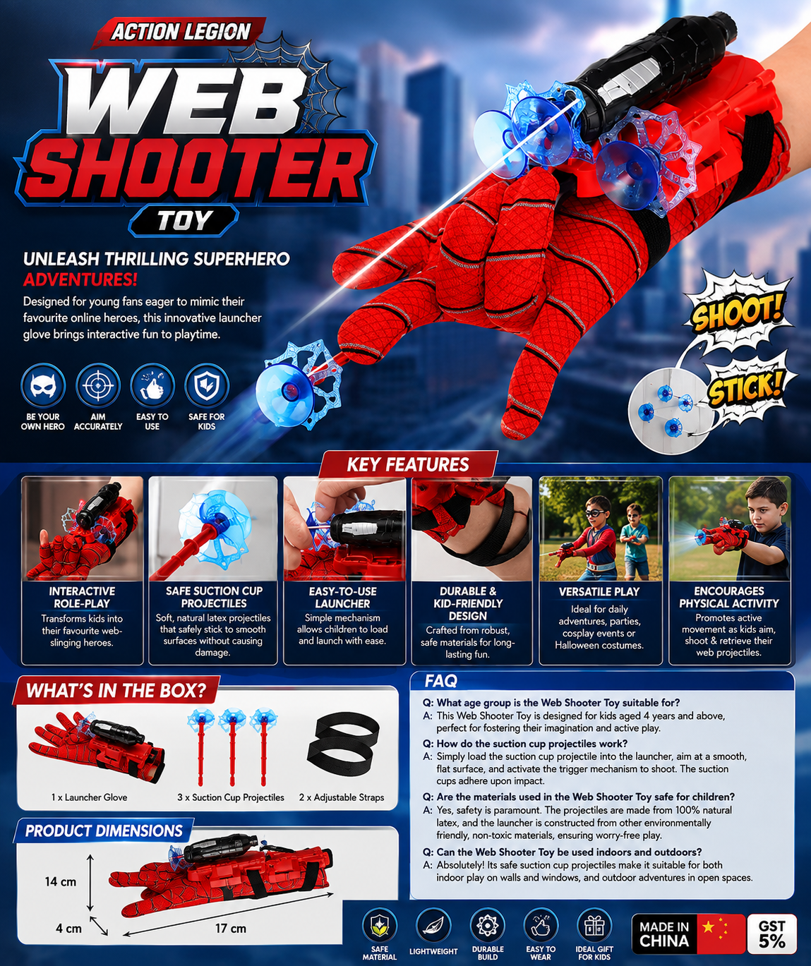 Web Shooter Toy – Superhero Launcher Gloves for Kids | Action Legion