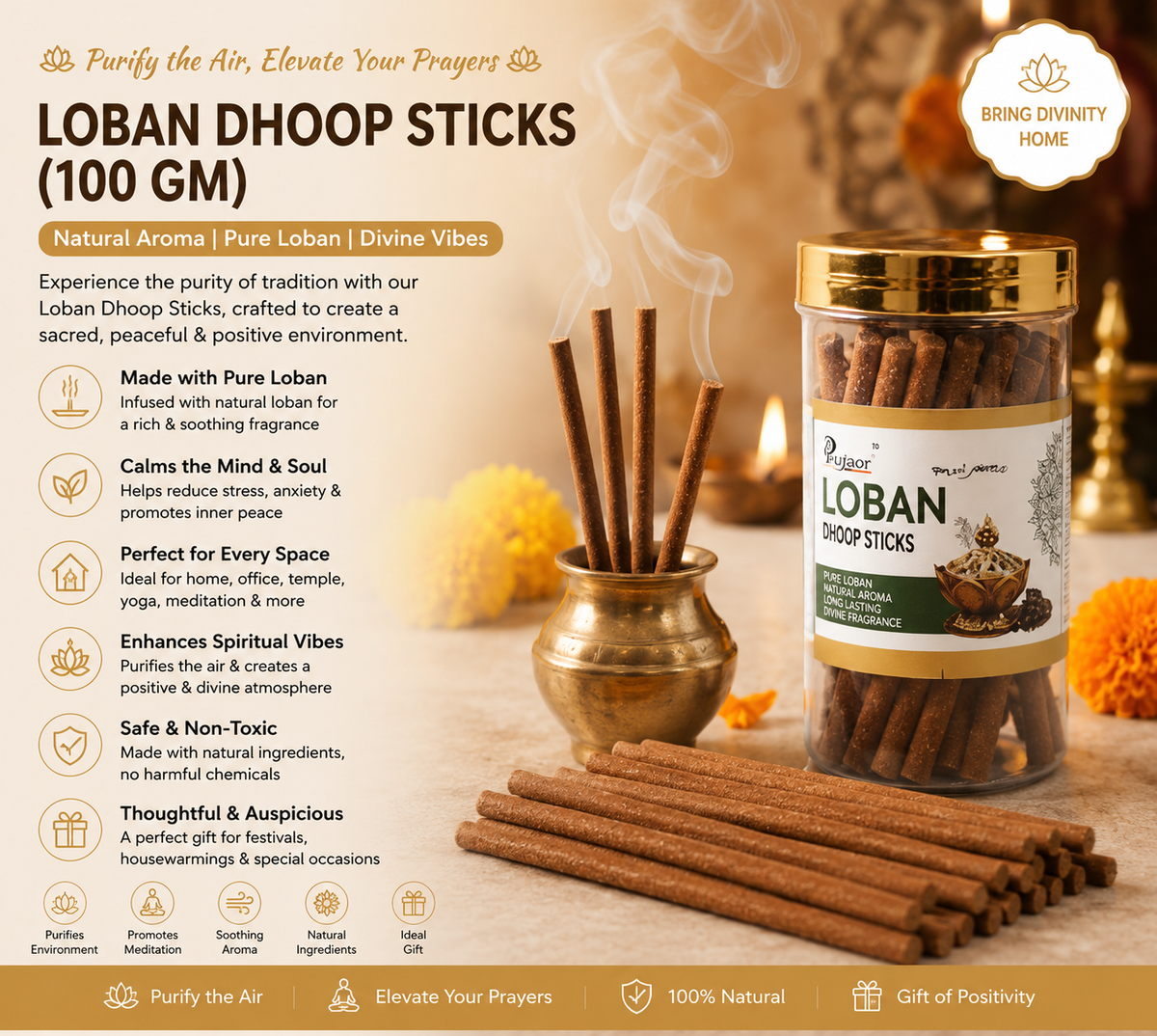 Loban Dhoop Sticks For Home Office Religious Ceremonies Meditation And Pooja (100 Gm)