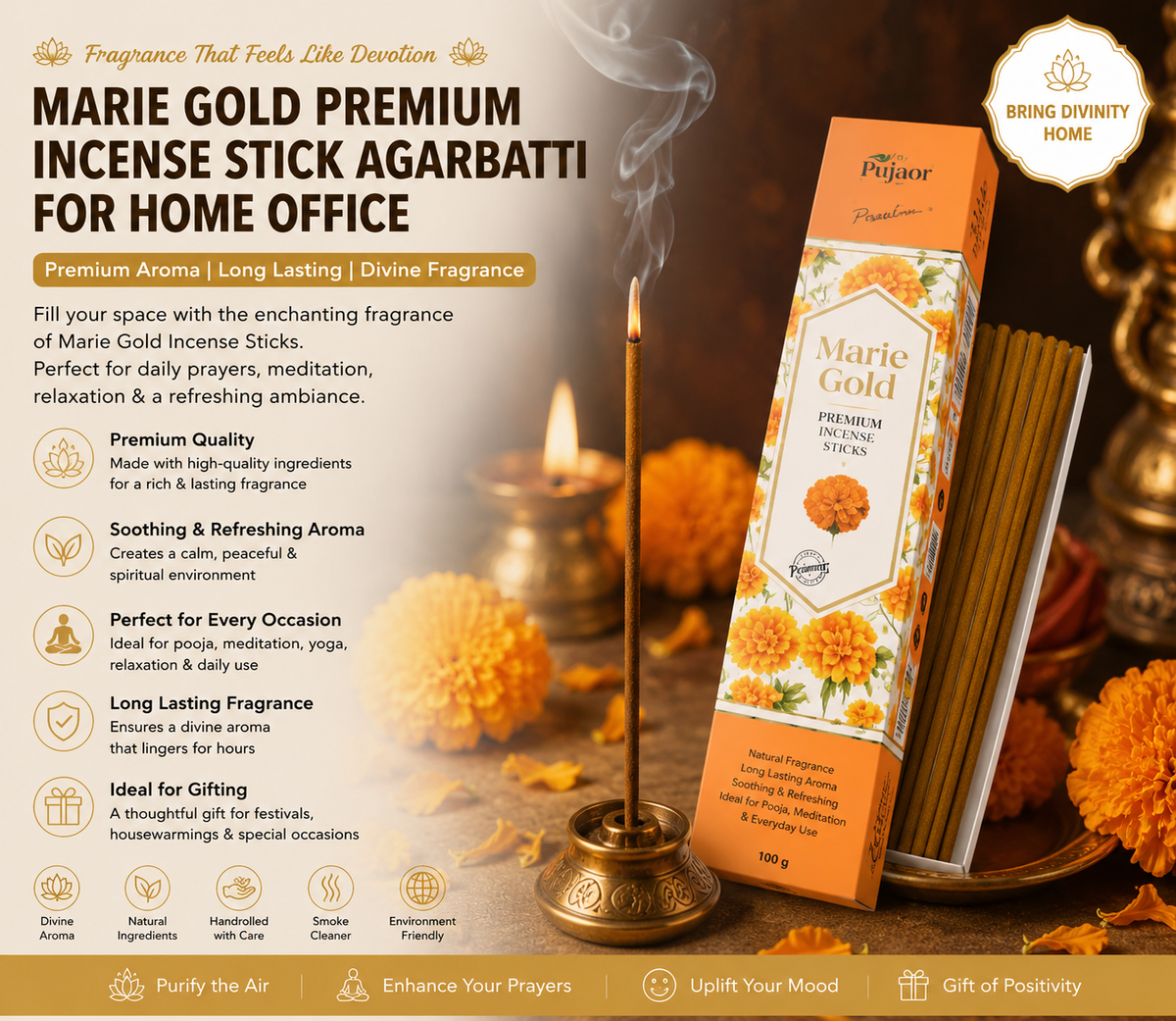 Marie Gold Premium Incense Stick Agarbatti For Home Office