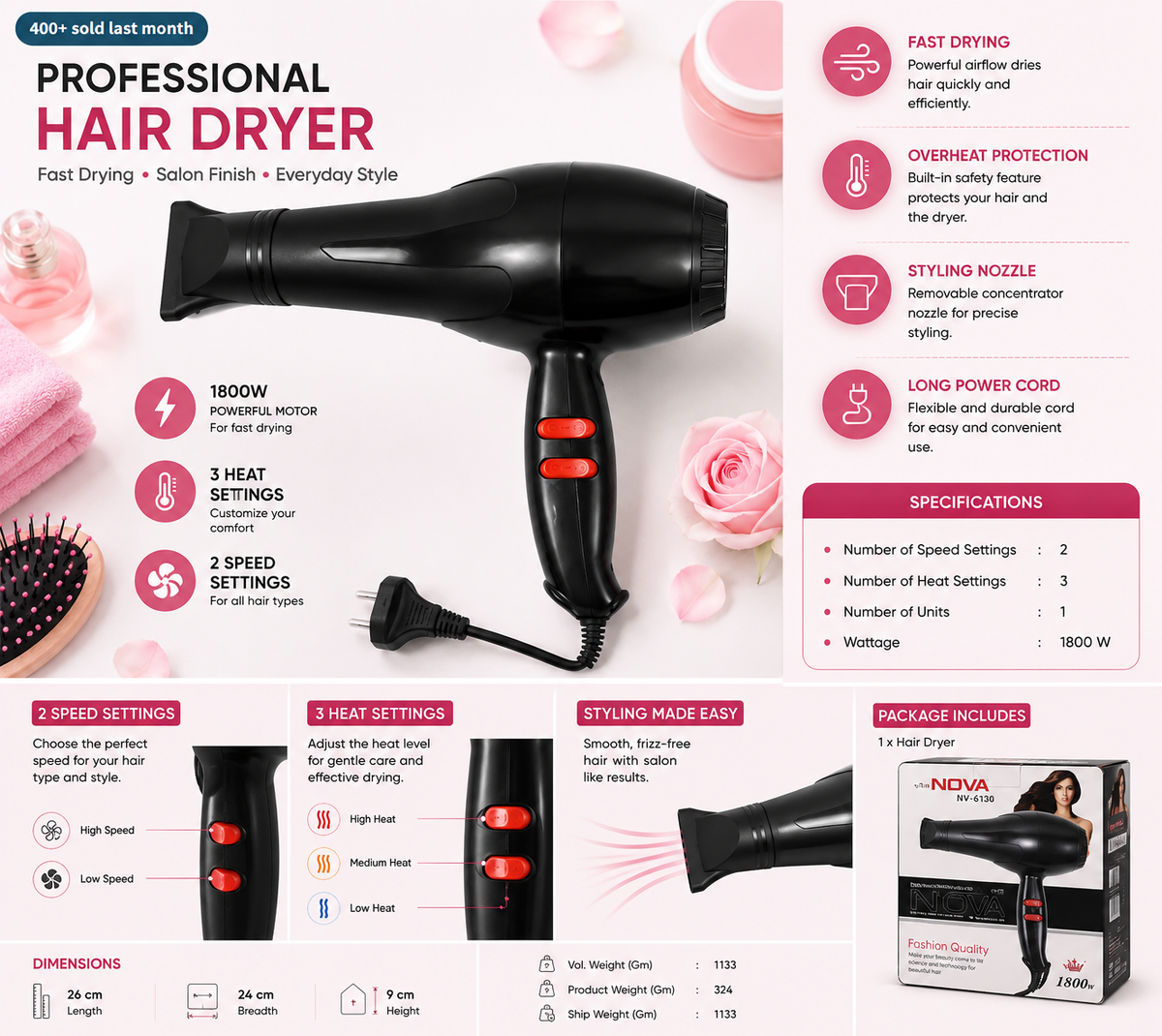 Professional Multi Purpose Hair Dryer Salon