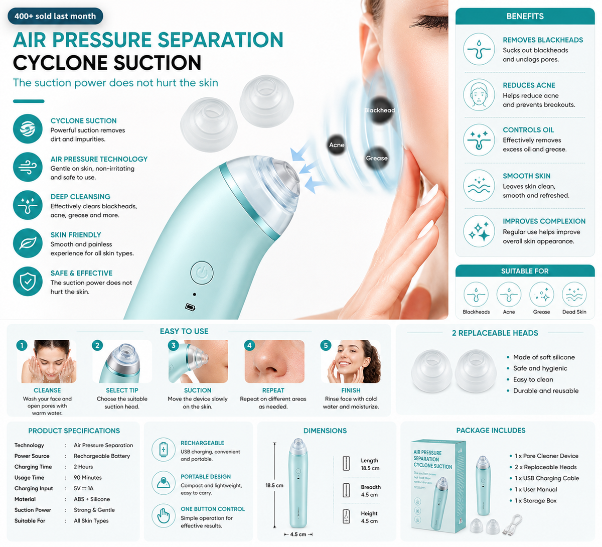 0288 Vacuum Blackhead Machine Reduce Spot Mini Handheld Lifting Massage Facial Blackhead Remover For Skin Care (1 Pc)