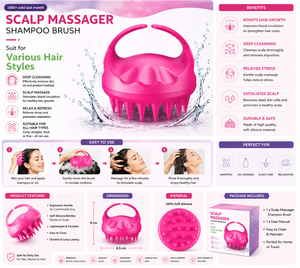 Scalp Massager Head Massager Comb (1 Pc)