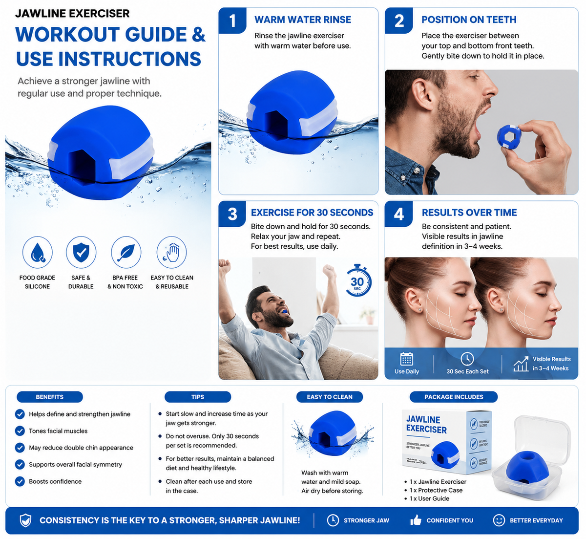 6101c Cn Mix Jaw Exerciser Used To Gain Sharp And Chiselled Jawline Easily And Fast.