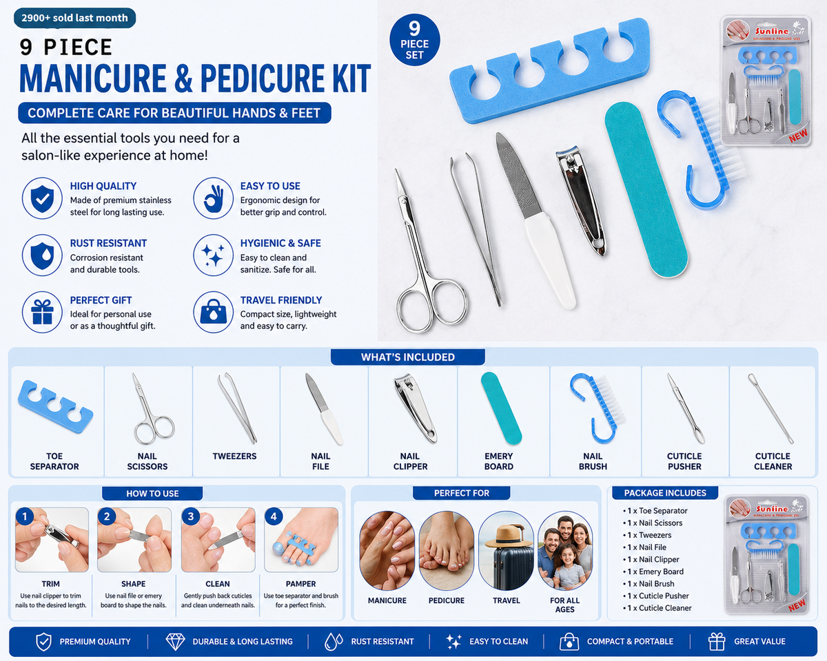 7 In 1 Manicure Set Tool Kit (7 Pcs Set)