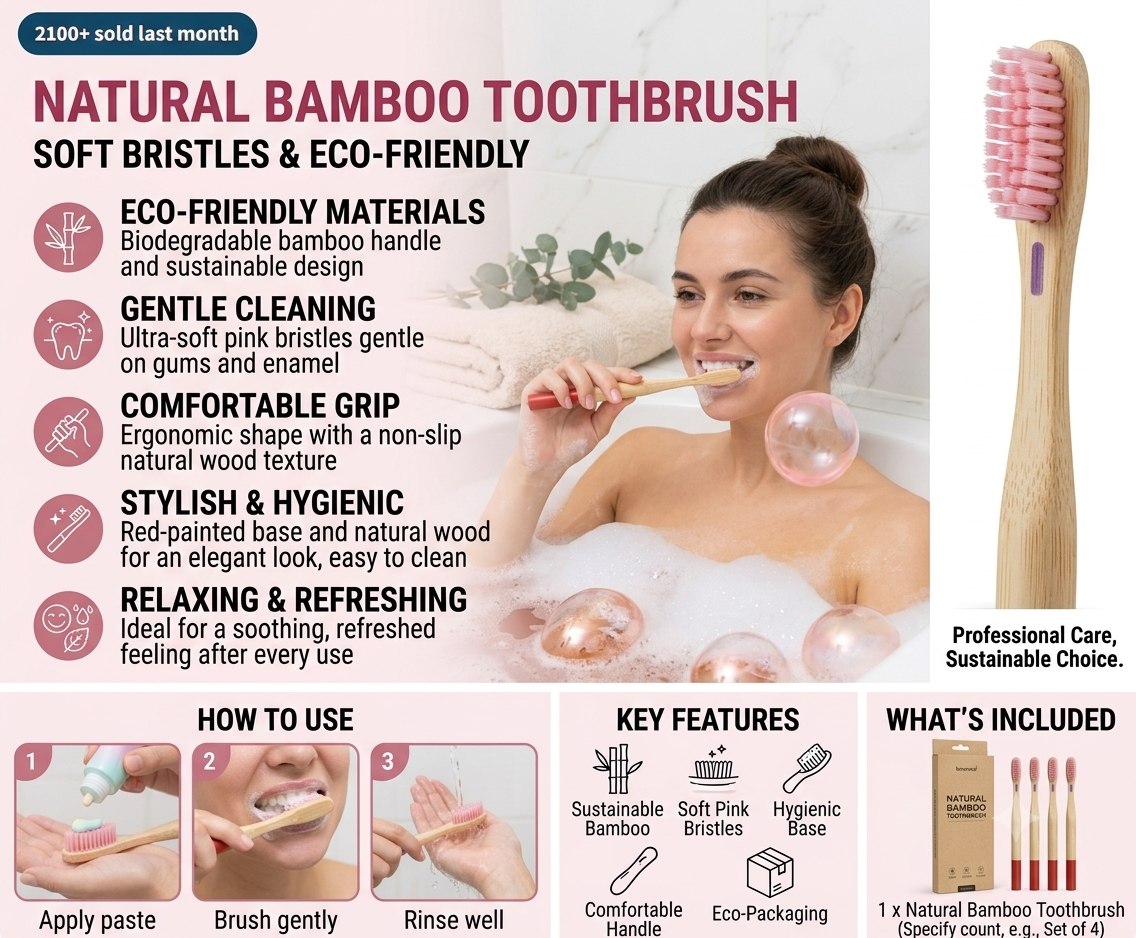 Eco Friendly Bamboo Toothbrush With Soft Bristles (1 Pc)