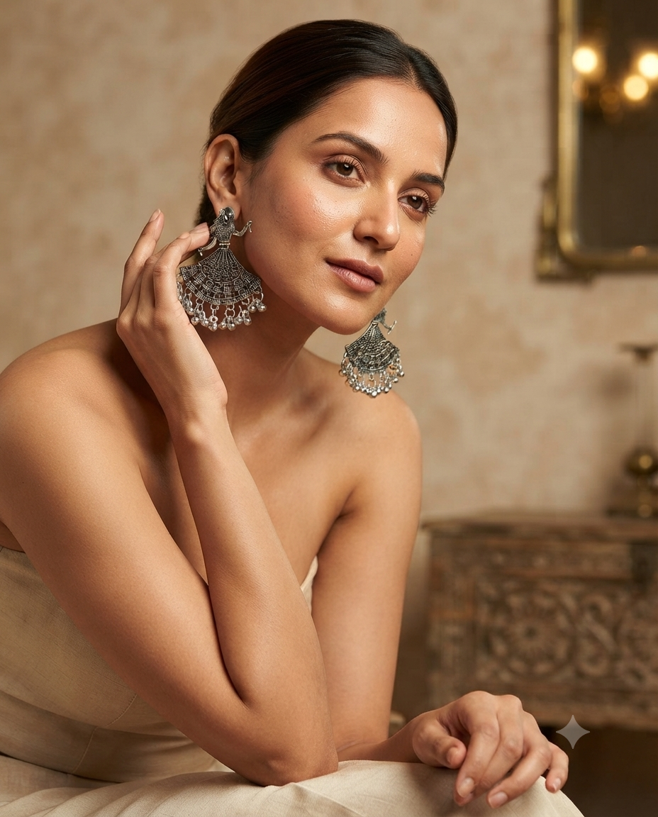 Oxidised Jhumka Earrings – Dancing Doll Ghungroo Design