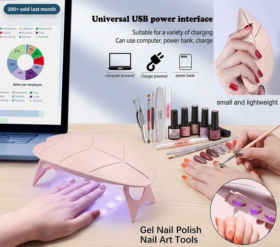 12914 Mini Nail Lamp 6w 6 Led Uv Nail Dryer With Usb Cable For Gel Nail Polish Nail Art Tools For Starters Home Diy Professionals Salon Manicure (1 Pc)