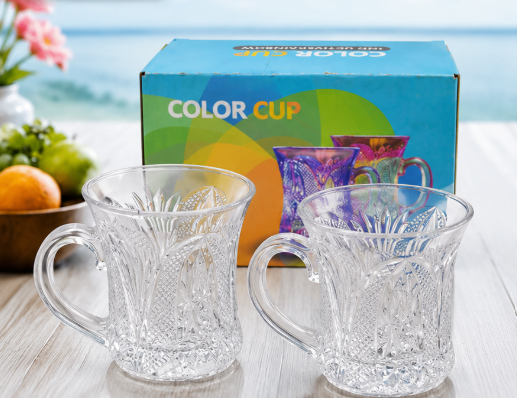 4727 Flashing Cup Led Water Sensor Light Up Cup With Handle For Home Kitchen Fun Luminous Water Cup Party Birthday Nightclub Christmas Disco Entertainment Cup (2 Pcs Set)