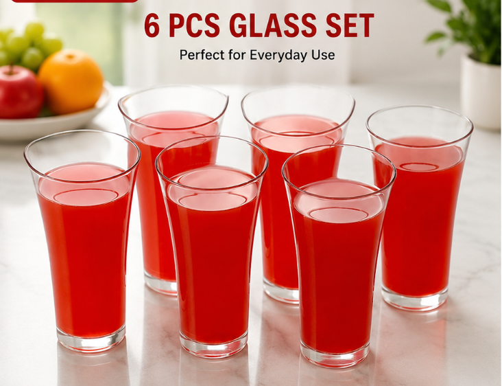 2849 Drinking Glass Juice Glass Water Glass Set Of 6 Transparent Glass