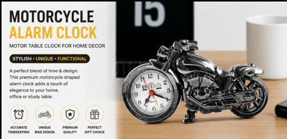 Motorcycle Alarm Clock Motor Table Clock For Home Decor (1 Pc)