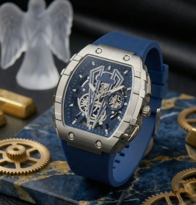 Men's Luxury Skeleton Dial Analog Wrist Watch Premium Style