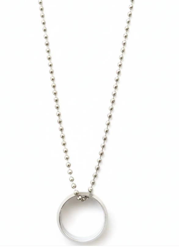Silver Round Pendant Necklace For Men – Sleek Minimal Style