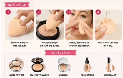 Mini Finger Makeup Powder Puff (Multicolour 8 Pcs Set)