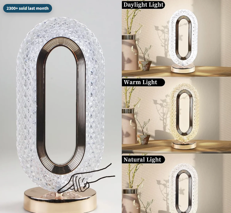 Touch Control Crystal Table Desk Lamp