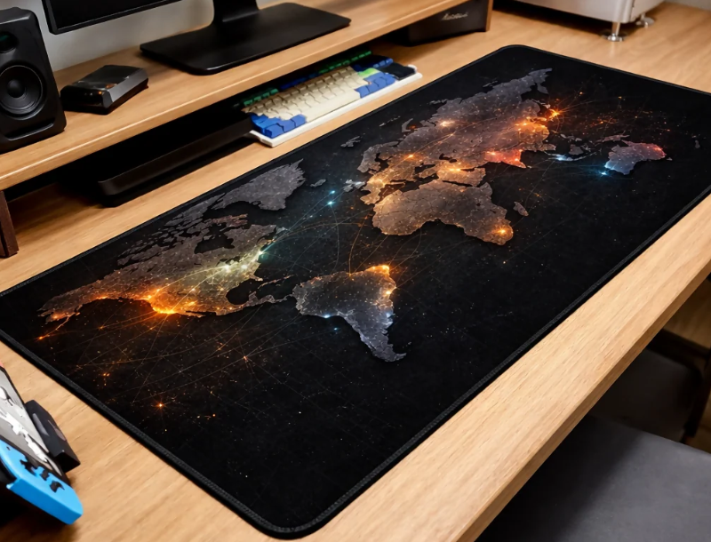 World Map Extended Mouse Pad – Large Waterproof Desk Mat for Gaming & Office