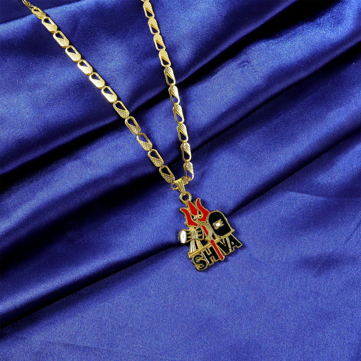 Shiva Trishul Pendant – Gold-Plated Spiritual Jewelry with Designer Chain