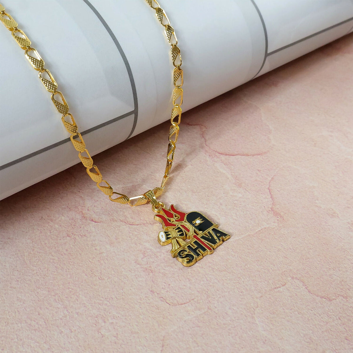 Shiva Trishul Pendant – Gold-Plated Spiritual Jewelry with Designer Chain